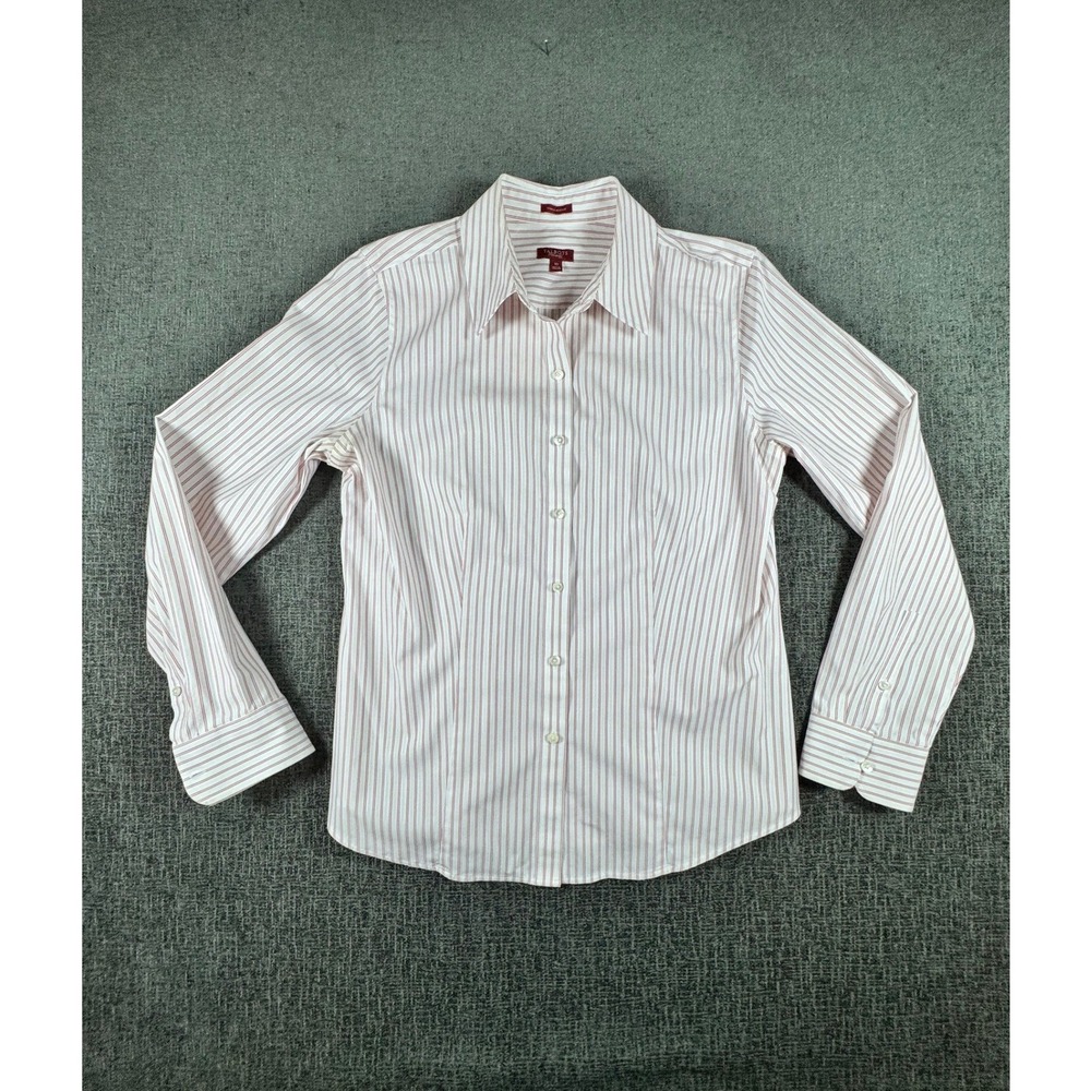 Talbots Haberdashery Red White Striped Button Down Shirt Wrinkle Resistant Sz 10